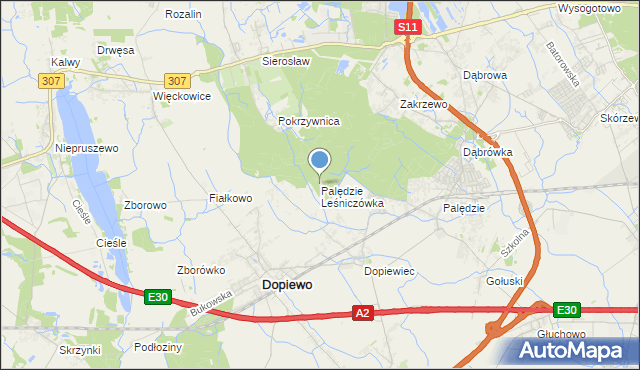 mapa Palędzie Leśniczówka, Palędzie Leśniczówka na mapie Targeo